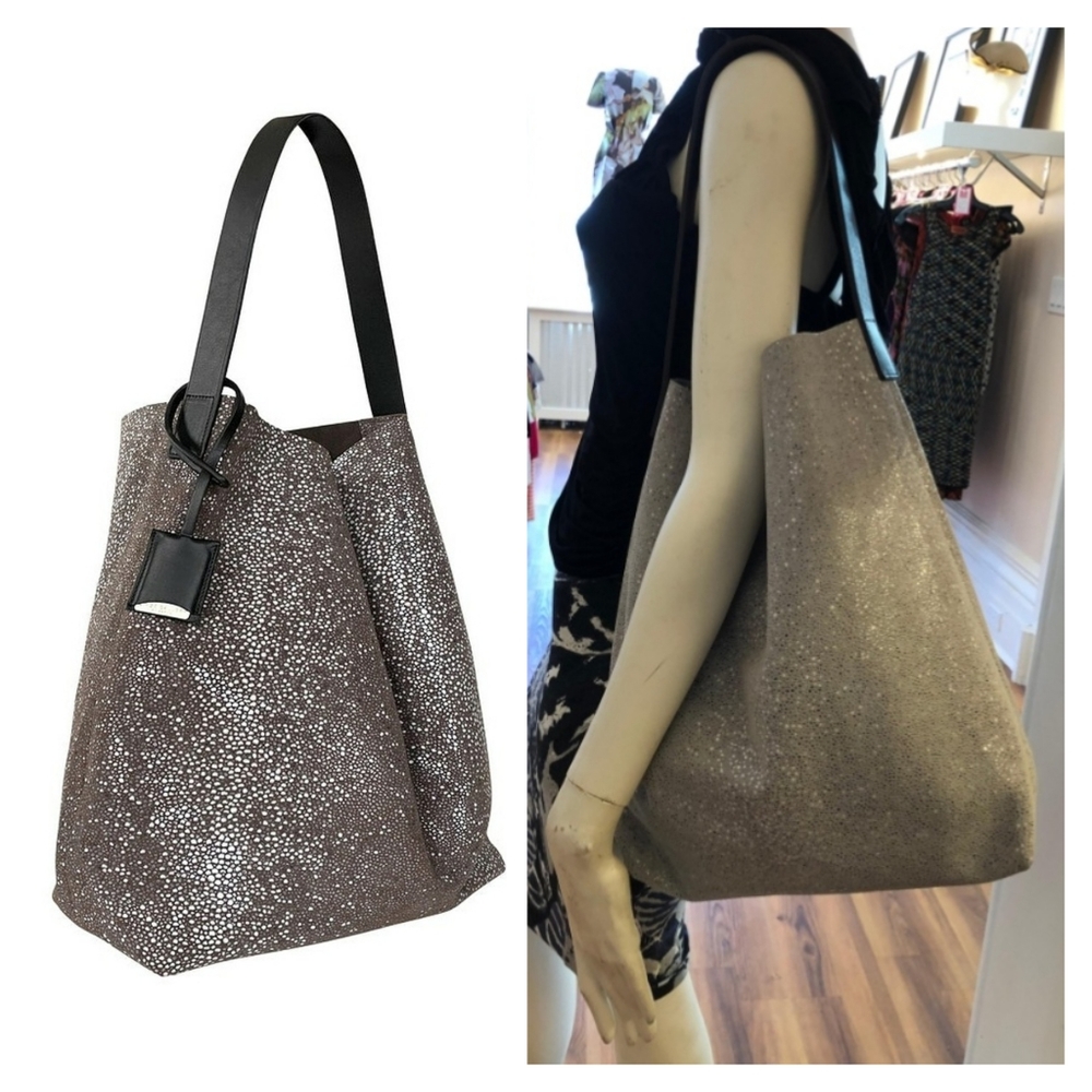 Linde Gallery St. Barth Milou Galuchat suede hobo bag